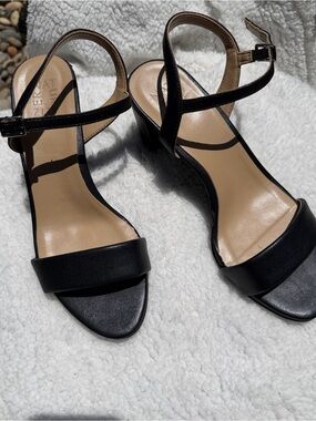 Black Ankle-Strap Block Heel Sandals - Women